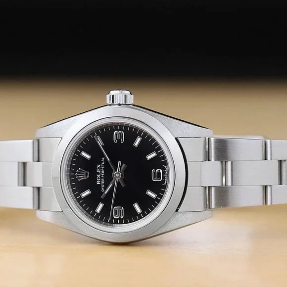 PAPERS! Rolex Oyster Ladies Black 24mm Watch! MINT! SALE! - Picture 3 of 10